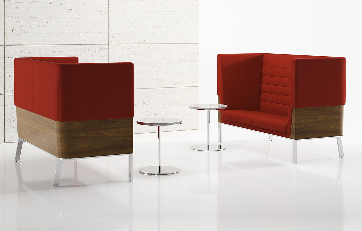 Ava Wood High Back Two Seat Sofa