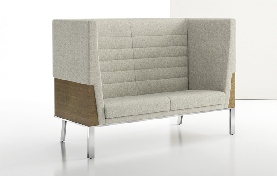 Ava Wood High Back Two Seat Sofa