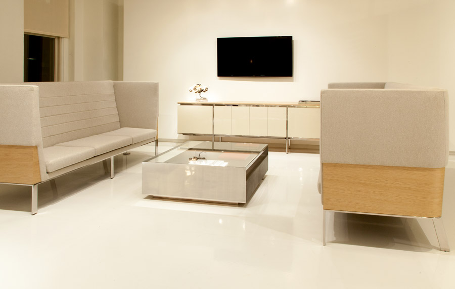 Ava Wood High Back Two Seat Sofa