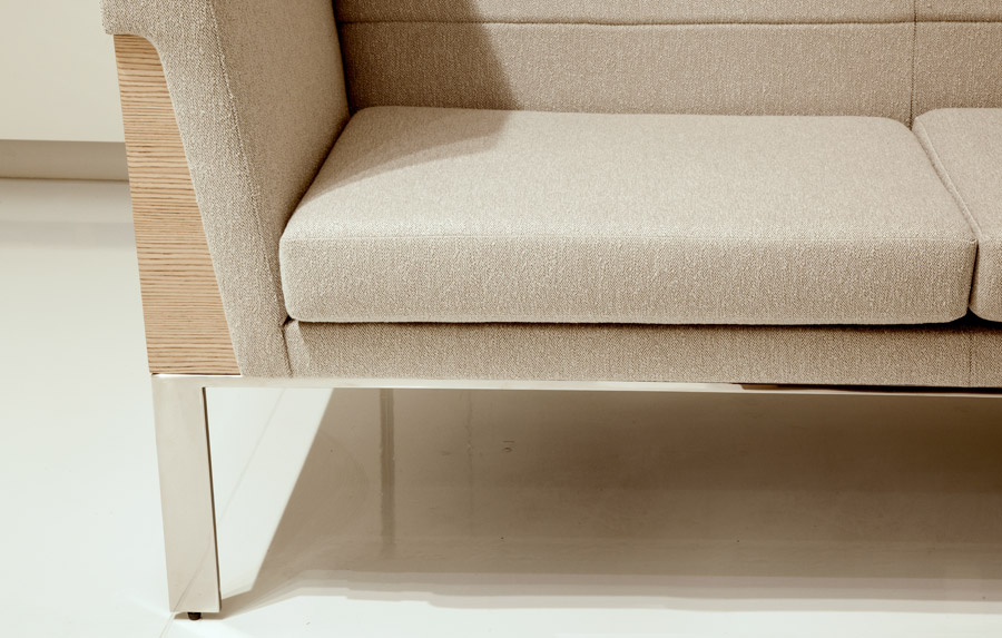 Ava Wood High Back Two Seat Sofa