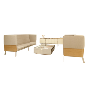 Ava Wood High Back Two Seat Sofa - thumb
