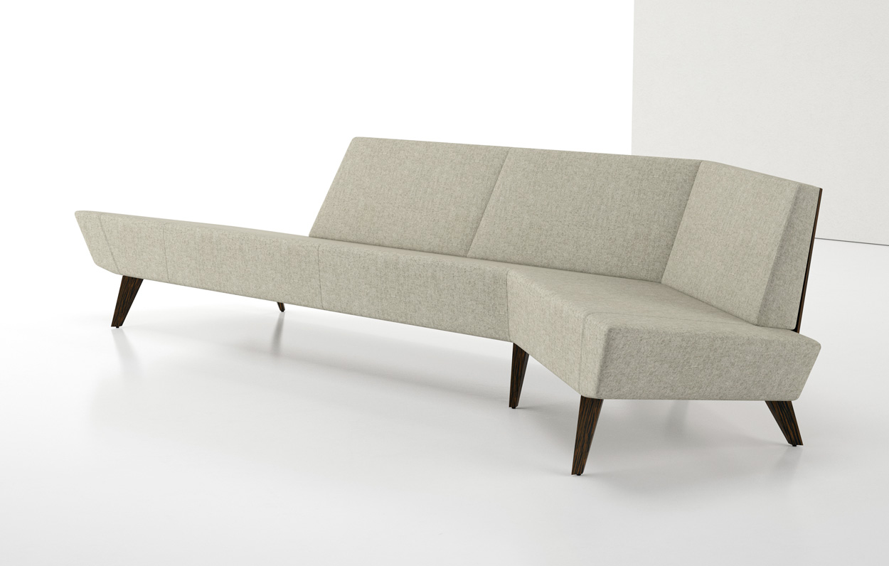 Avant Long Angled Wood Back Sofa