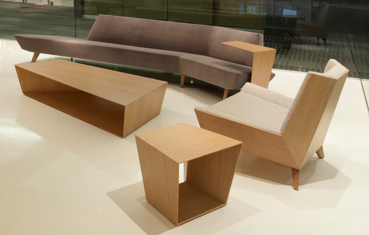 Avant Long Angled Wood Back Sofa
