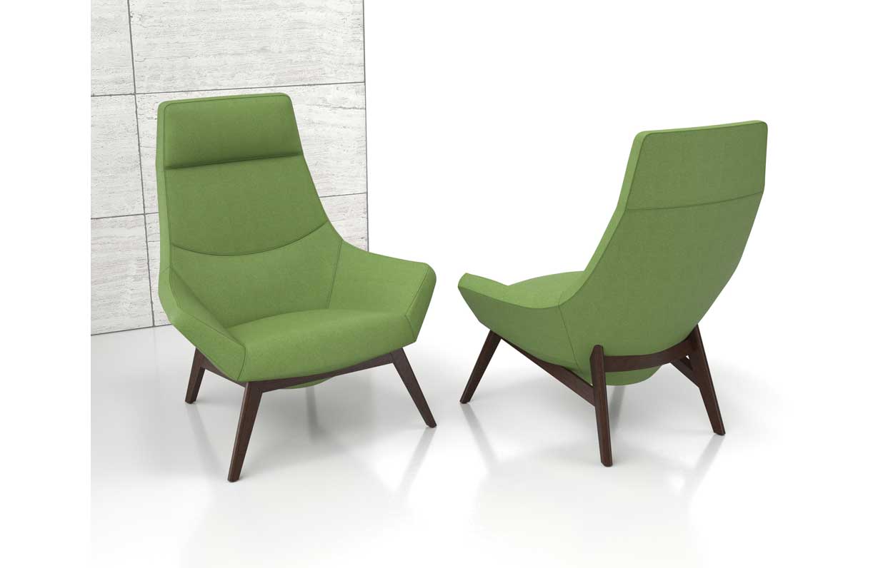 Bing High Back Luxe Lounge Wood Base