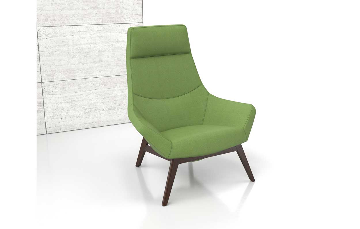 Bing High Back Luxe Lounge Wood Base