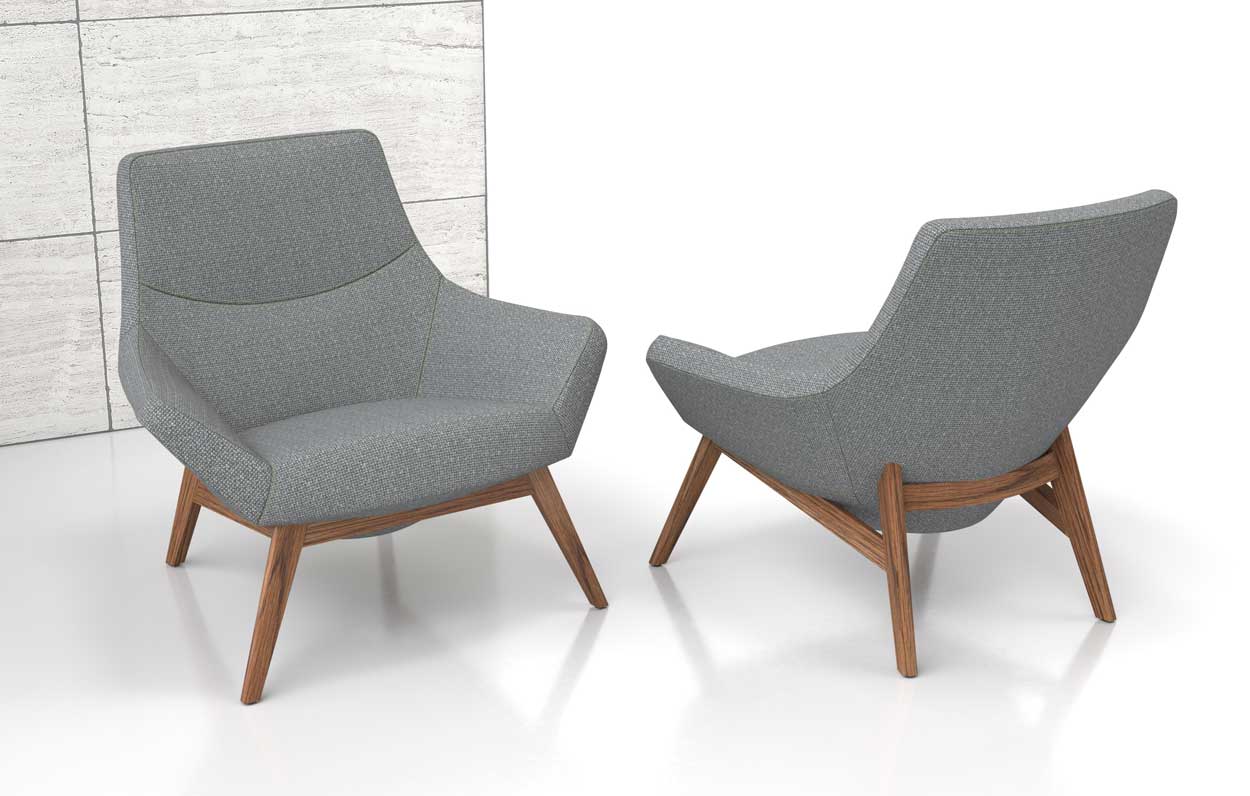 Bing Mid Back Luxe Lounge Wood Base