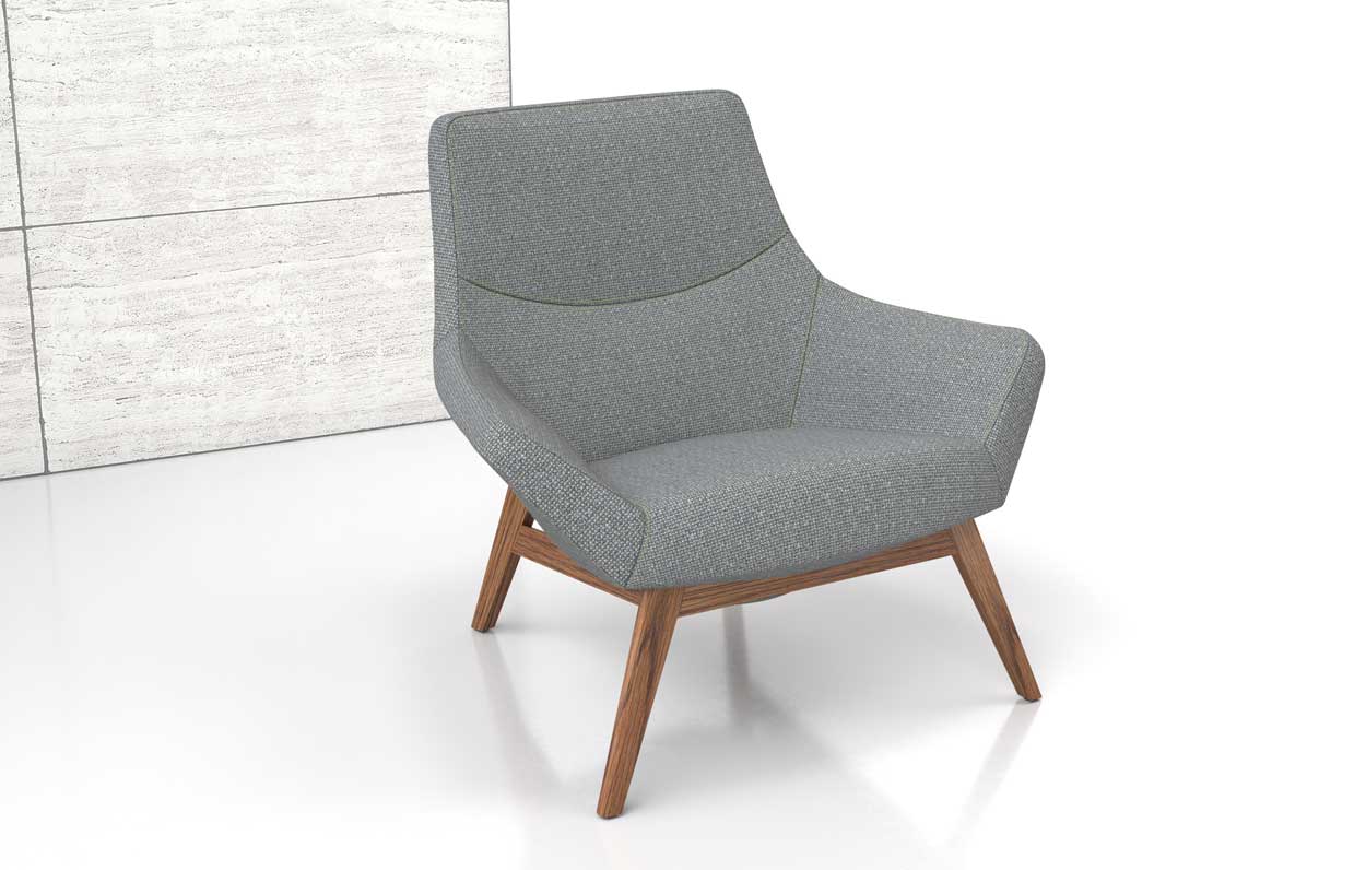 Bing Mid Back Luxe Lounge Wood Base