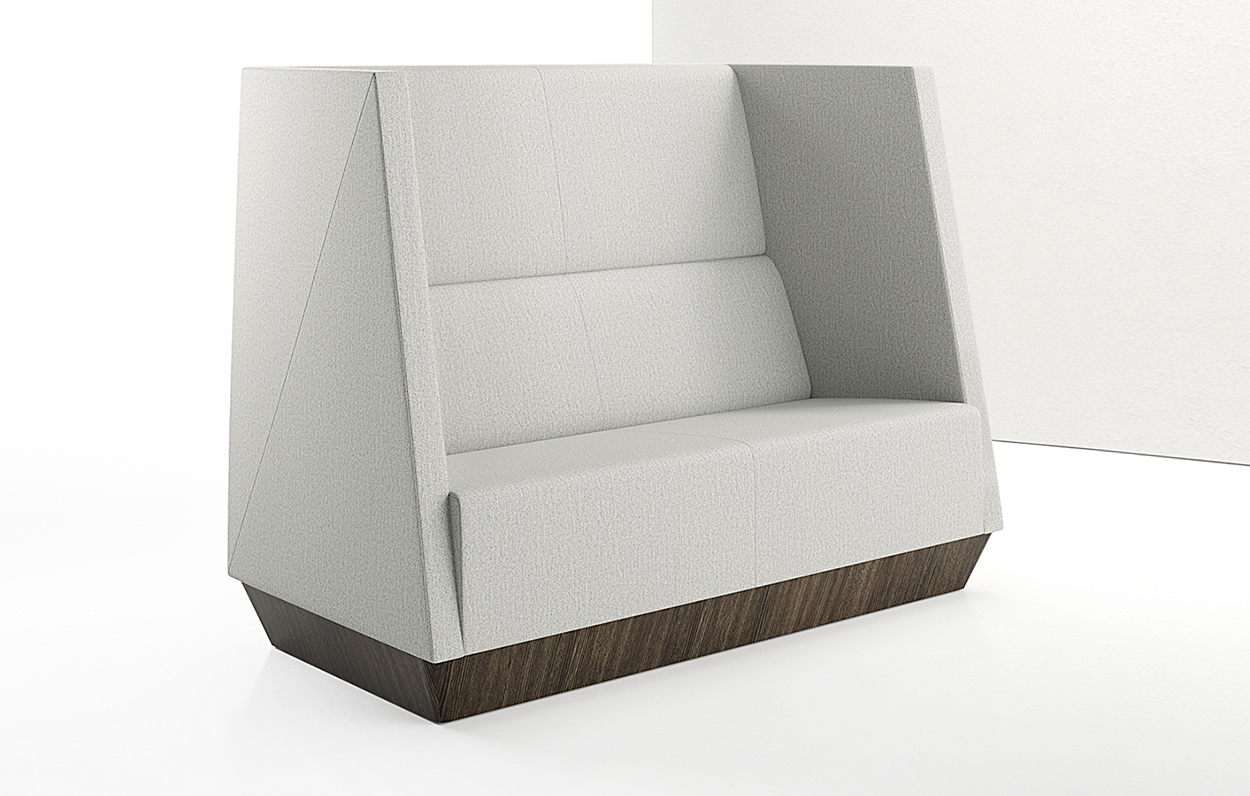 Caid High Back Love Seat Plinth Base