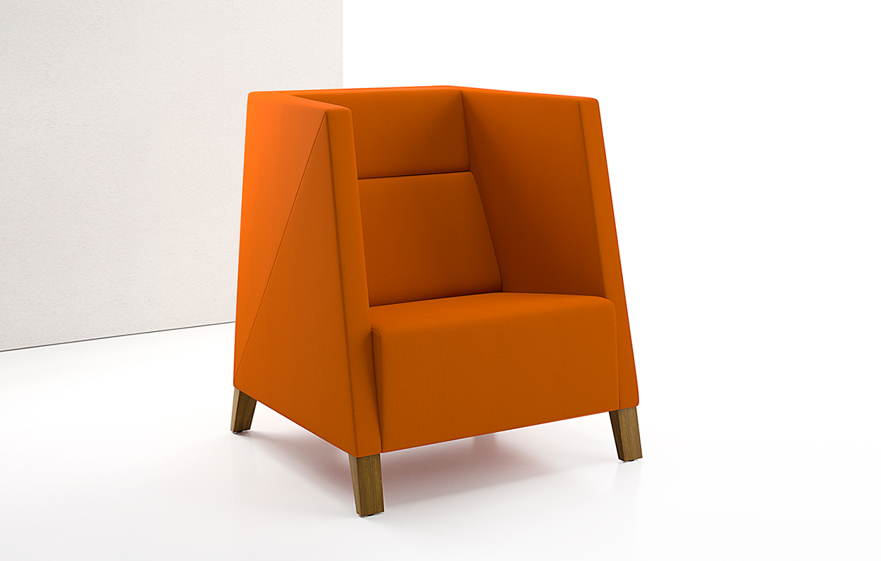 Caid Mid Back Lounge Chair Wood Leg