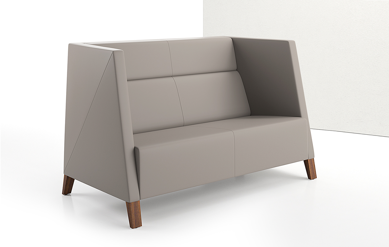 Caid Mid Back Love Seat Wood Leg
