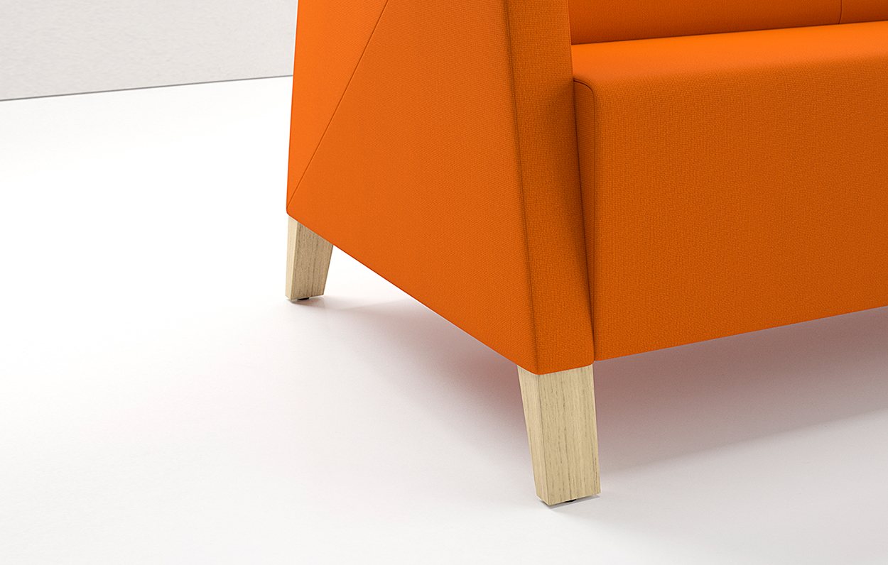 Caid Mid Back Lounge Chair Wood Leg