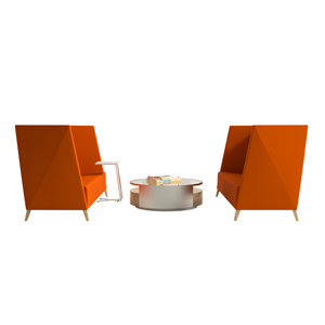 Caid Mid Back Love Seat Wood Leg - thumb