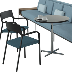 Facet Table – Round Glass Top with Nocca chairs and SuperSpan Sofa - thumb