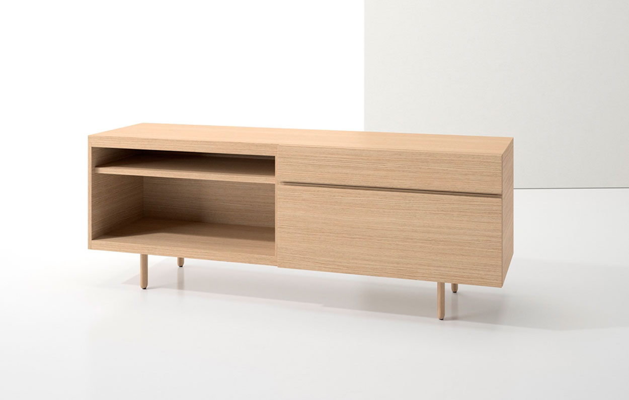 Index R™ Credenza Wood Legs with Box/File and Open Shelf