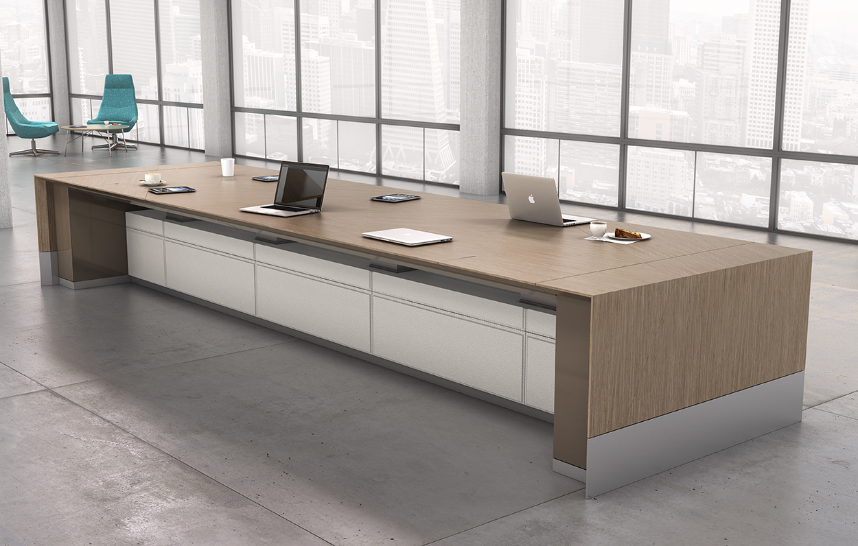 Conference: Motile Table with Storage in EV Flat Cut Oak