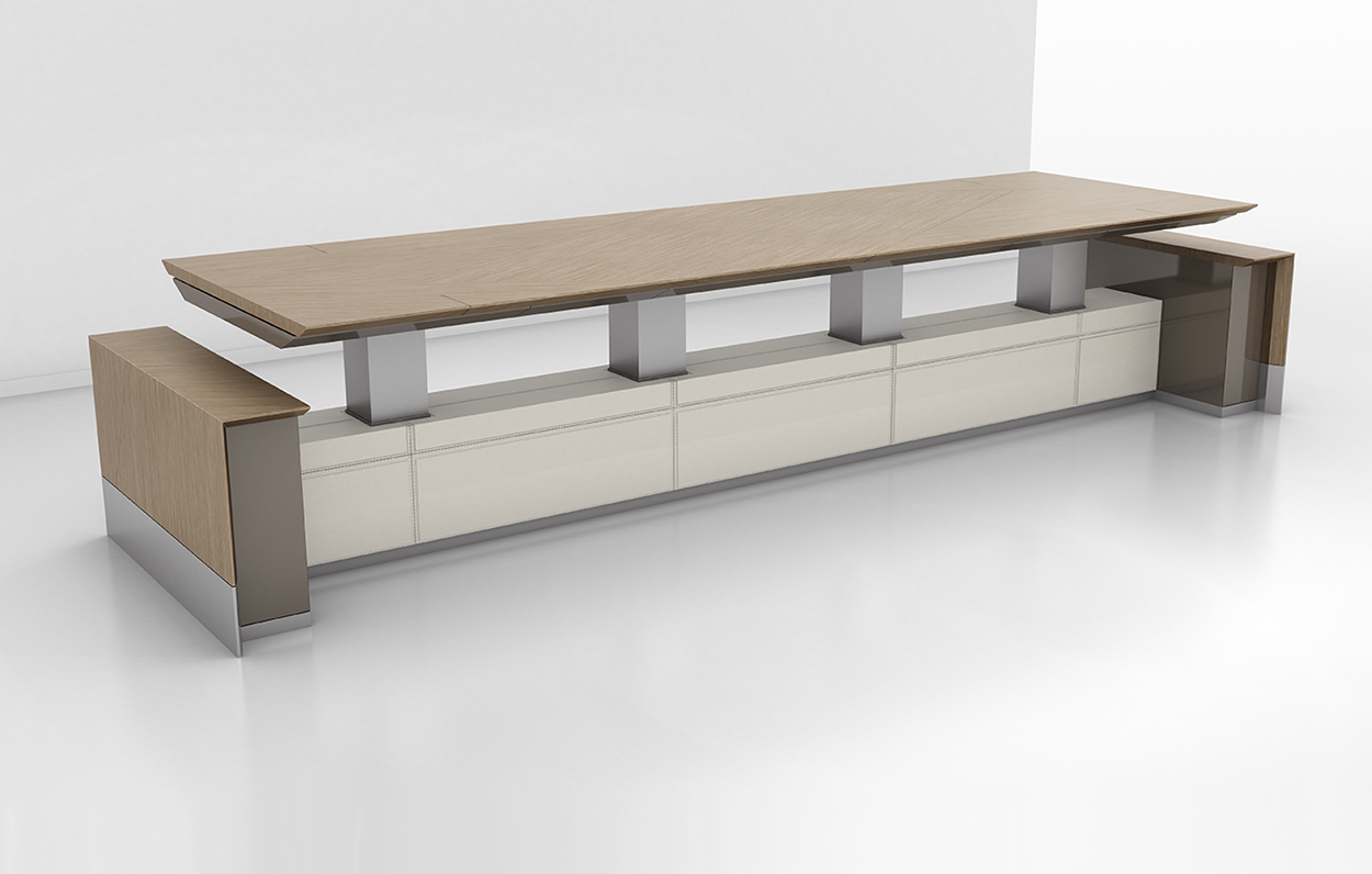Motile Table with Storage in EV Flat Cut Oak