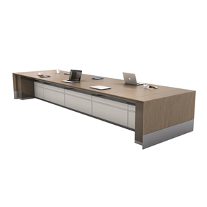 Motile Table with Storage in EV Flat Cut Oak