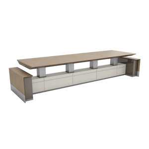 Motile Table with Storage in EV Flat Cut Oak